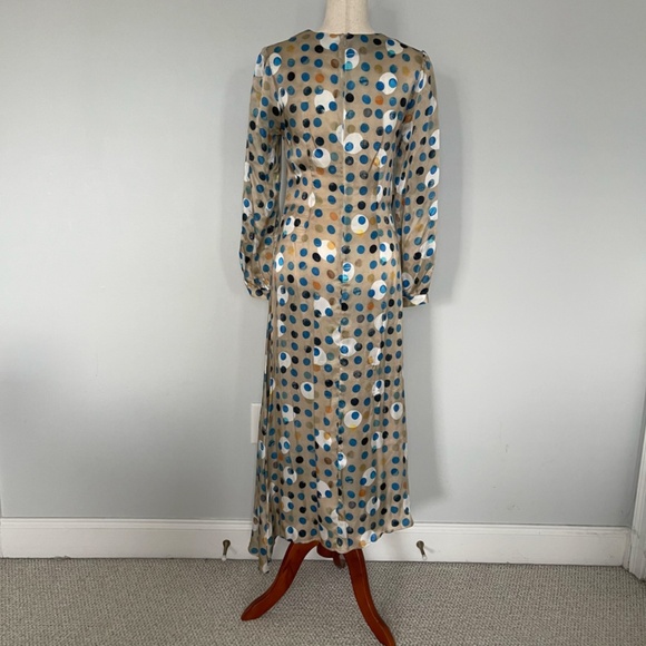 Hunter Bell Tan with Blue Polka Dot Dress - Size 4 - Picture 5 of 10